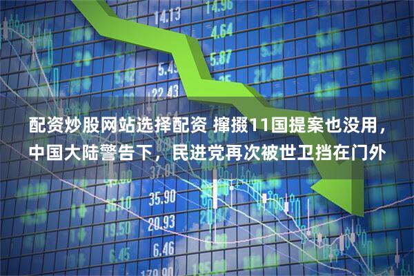 配资炒股网站选择配资 撺掇11国提案也没用，中国大陆警告下，民进党再次被世卫挡在门外